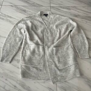 New Look Light Gray Ribbed Button-Up Cardigan